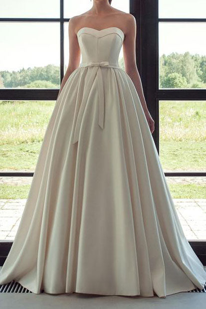 Strapless Minimalist Ball Gown Wedding Dress ET3016