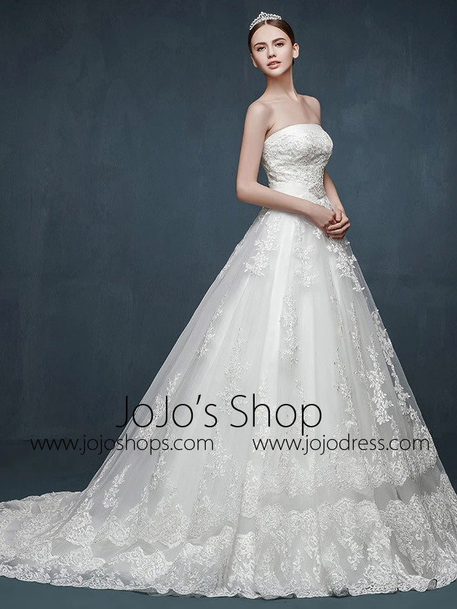 Strapless Lace Ball Gown Wedding Dress