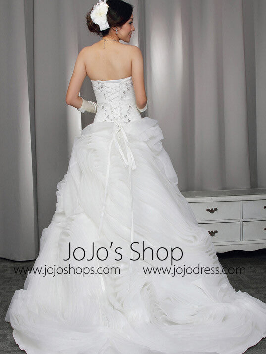 Strapless Ruffles Wedding Dress with Beadings | RS3002