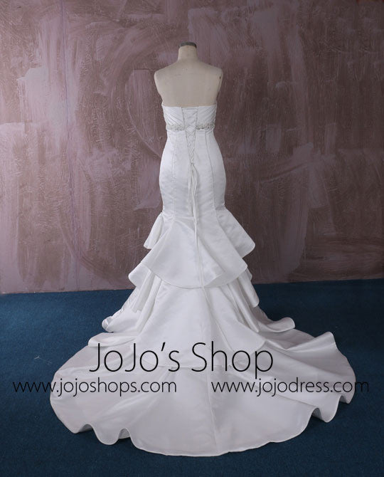 Strapless Satin Mermaid Wedding Dress with Tiered Ruffle Skirt | QT815003