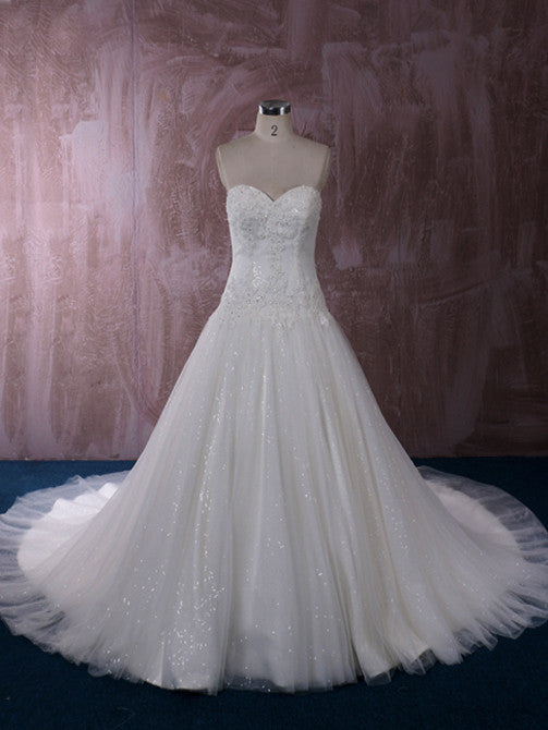 Timeless Ball Gown Lace Wedding Dress with Dropped Waist | QT85364