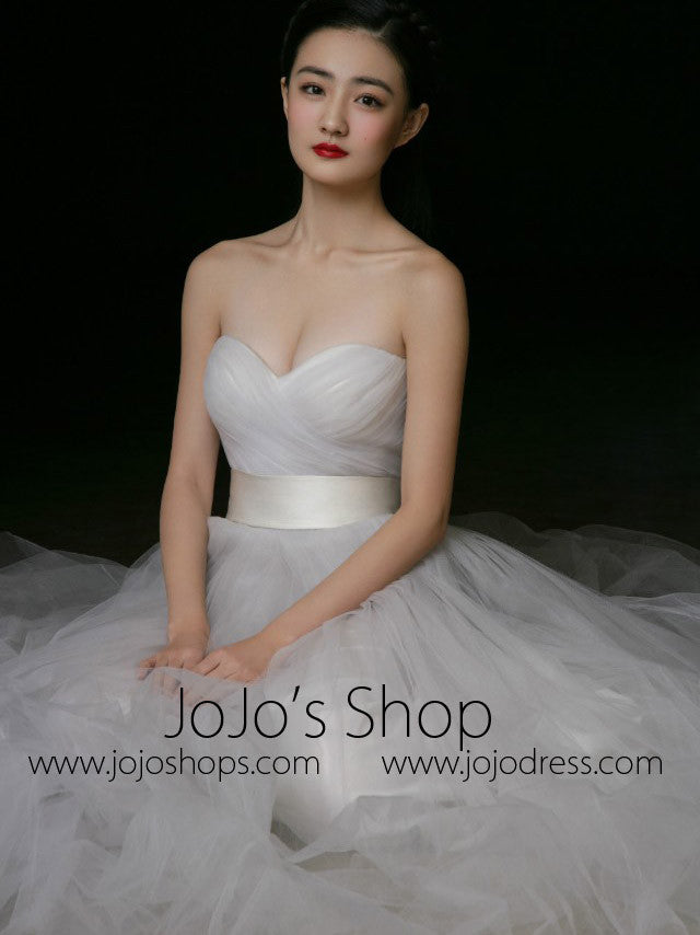 Strapless Tulle A-line Wedding Dress with Sweetheart Neckline | RS3003