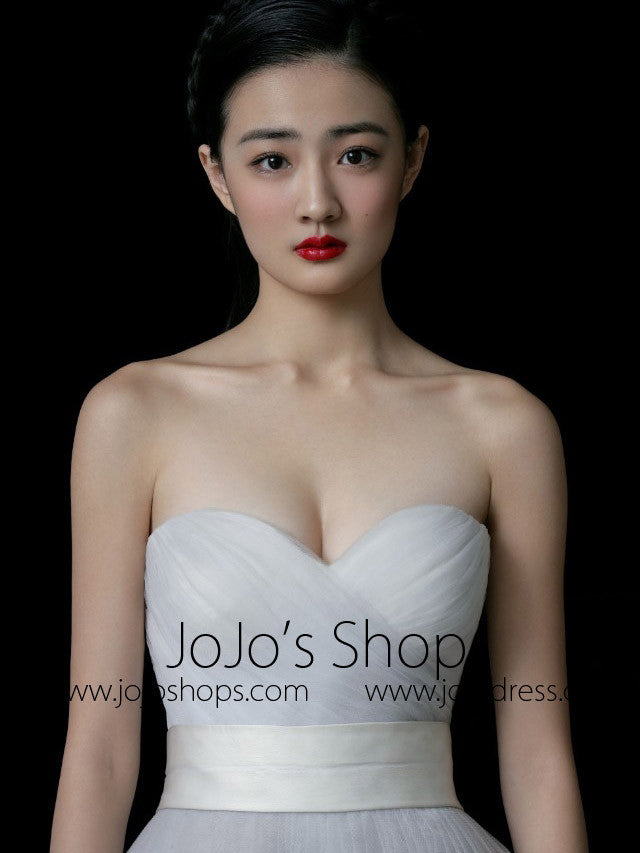 Strapless Tulle A-line Wedding Dress with Sweetheart Neckline | RS3003
