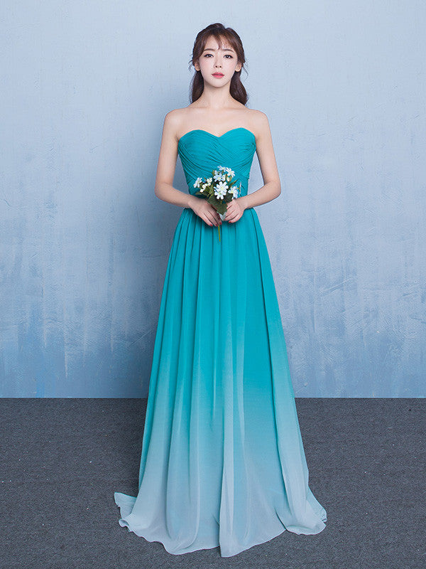 Teal Changing Color Bridesmaid Dress 