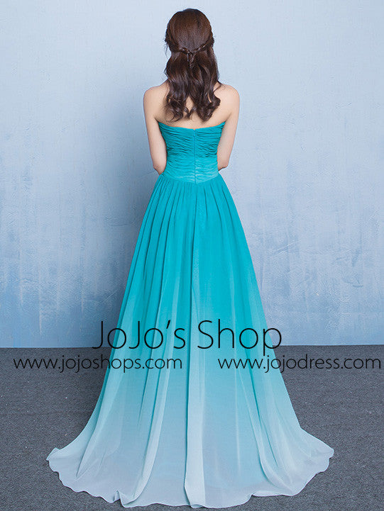 Teal Changing Color Bridesmaid Dress 